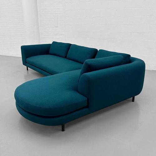Modern Teal Curved Chaise Sofa