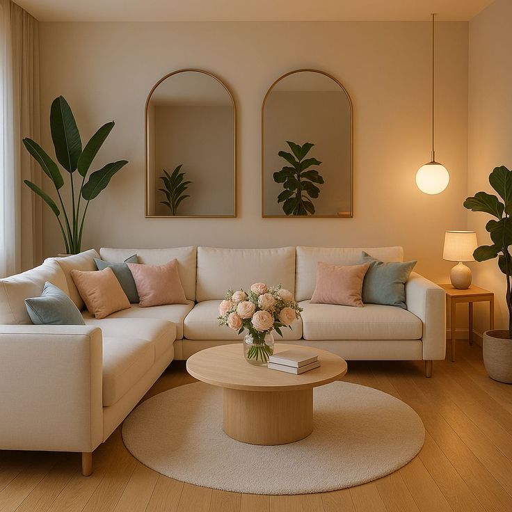 Modern Cream L-Shape Sofa