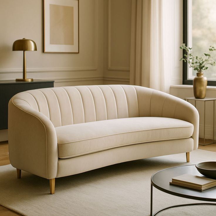 Modern Beige Curved Sofa