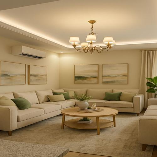 Elegant Beige L-Shape Sofa Set