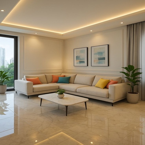 Modern Beige L-Shape Corner Sofa