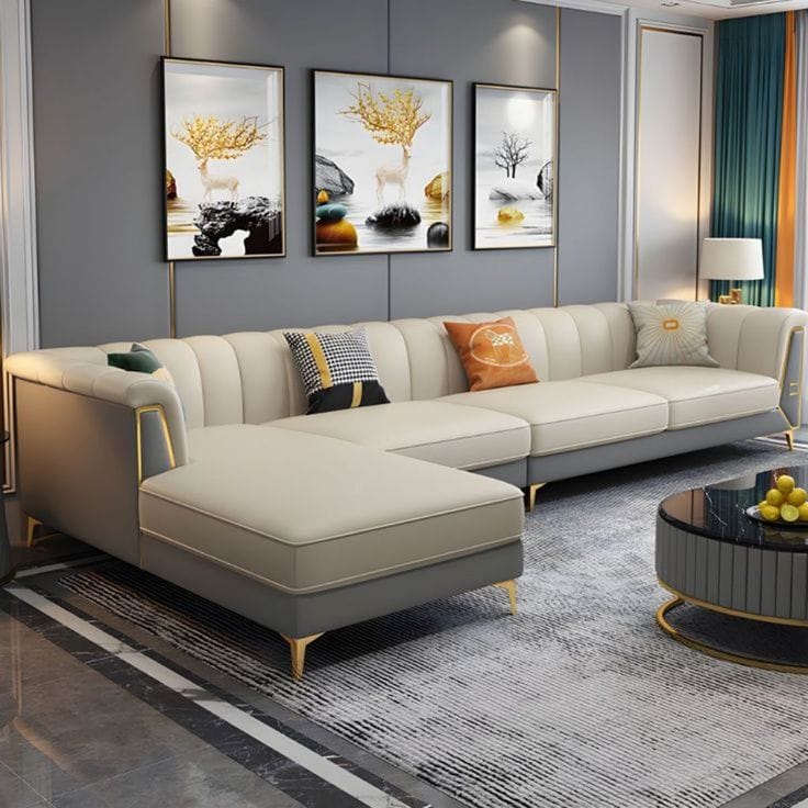 Luxury Beige L-Shape Sofa